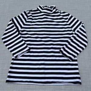 Jones New York Ladies Essential Black & White Striped Turtleneck Top, Sweater